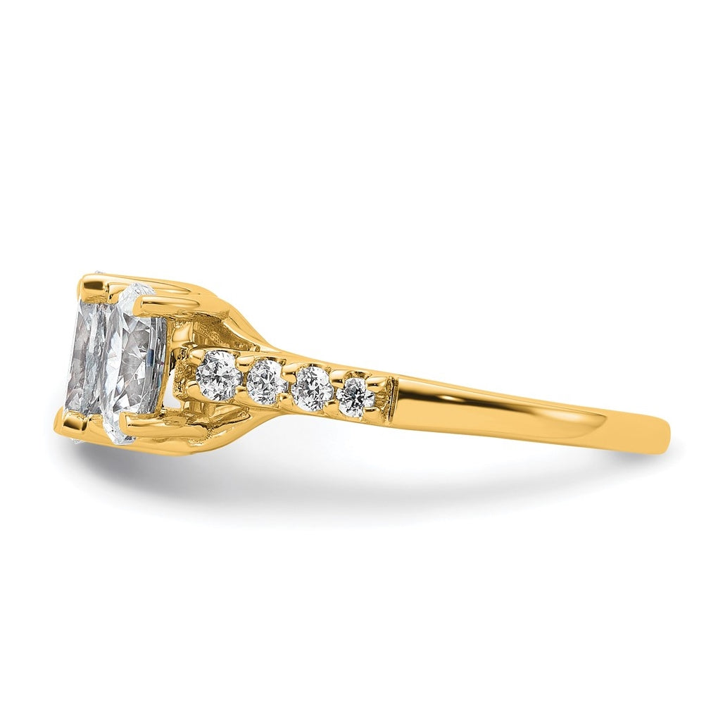 14k Yellow Gold 2 1/5 carat Lab Grown Diamond VS/SI+ G+ Oval Complete Three Stone Engagement Ring