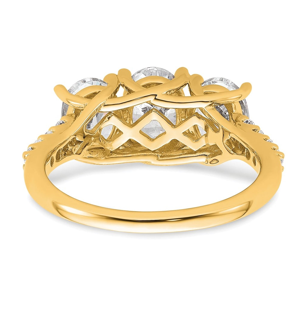 14k Yellow Gold 2 1/5 carat Lab Grown Diamond VS/SI+ G+ Oval Complete Three Stone Engagement Ring