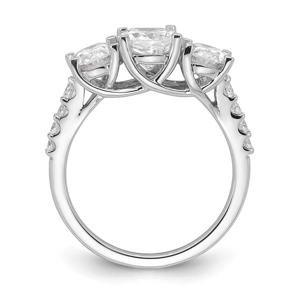 14k White Gold 2 3/4 carat Lab Grown Diamond VS+ F+ Oval Complete Three Stone Engagement Ring