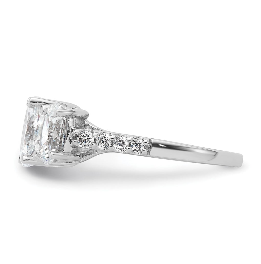14k White Gold 2 3/4 carat Lab Grown Diamond VS+ F+ Oval Complete Three Stone Engagement Ring