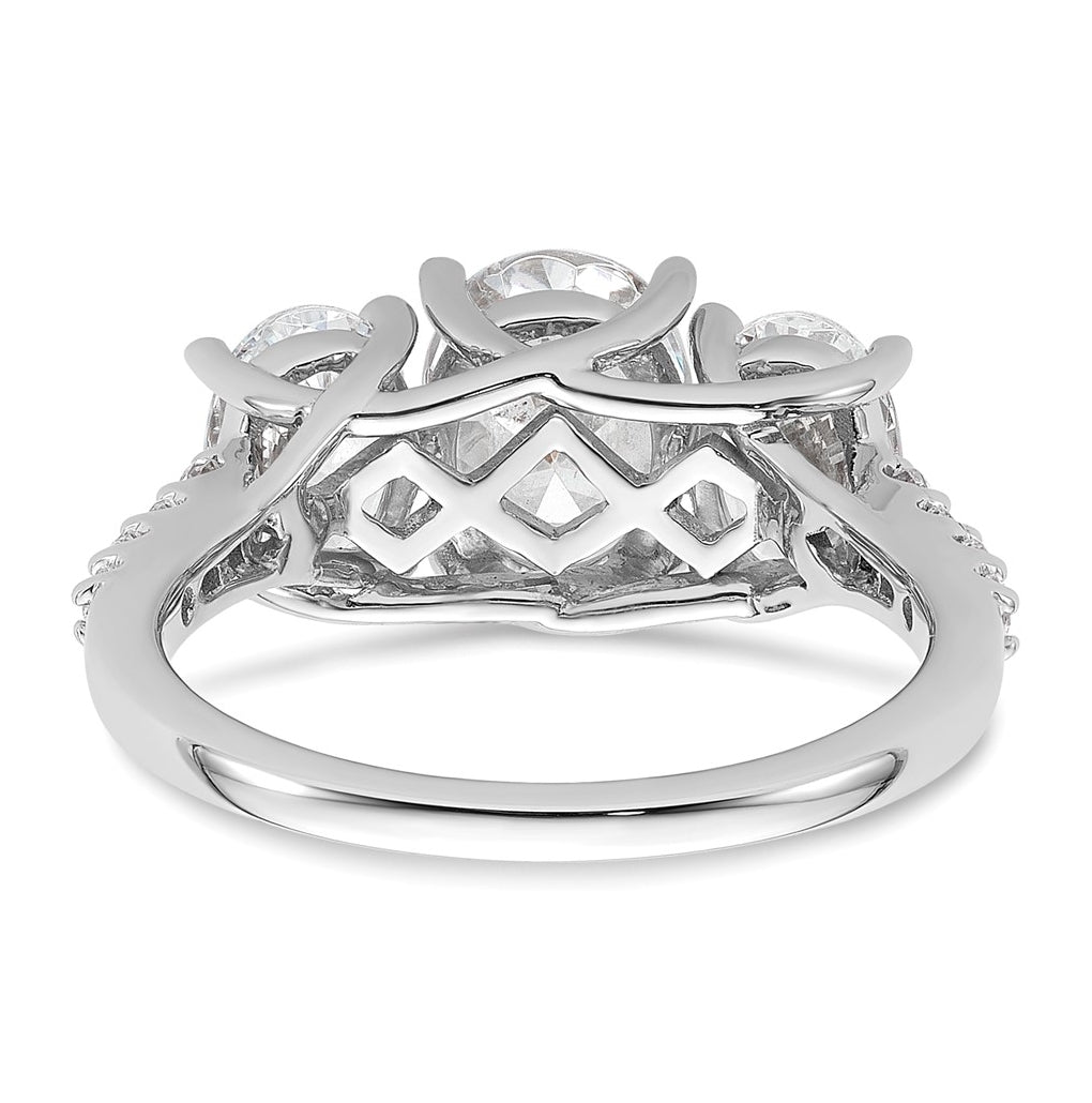 14k White Gold 2 3/4 carat Lab Grown Diamond VS+ F+ Oval Complete Three Stone Engagement Ring