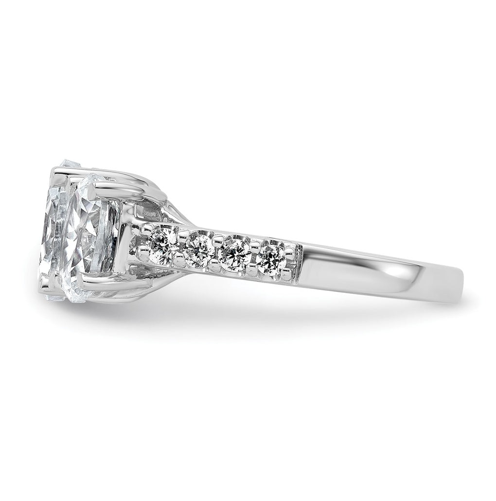 14k White Gold 3 1/4 carat Certified Lab Grown Diamond VS+ F+ Oval Complete Three Stone Engagement Ring