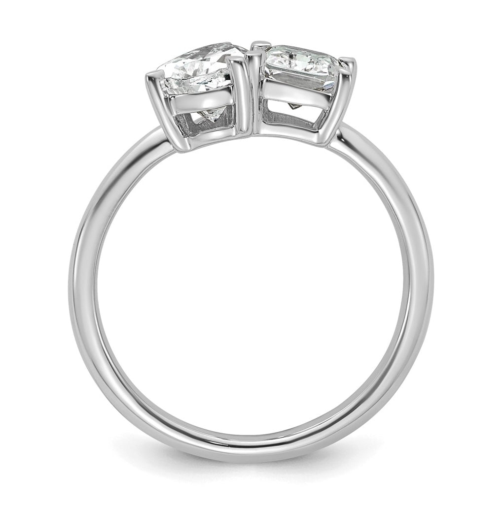 14k White Gold Lab Grown Diamond VS+ F+ Pear/Radiant Two-stone Complete Ring