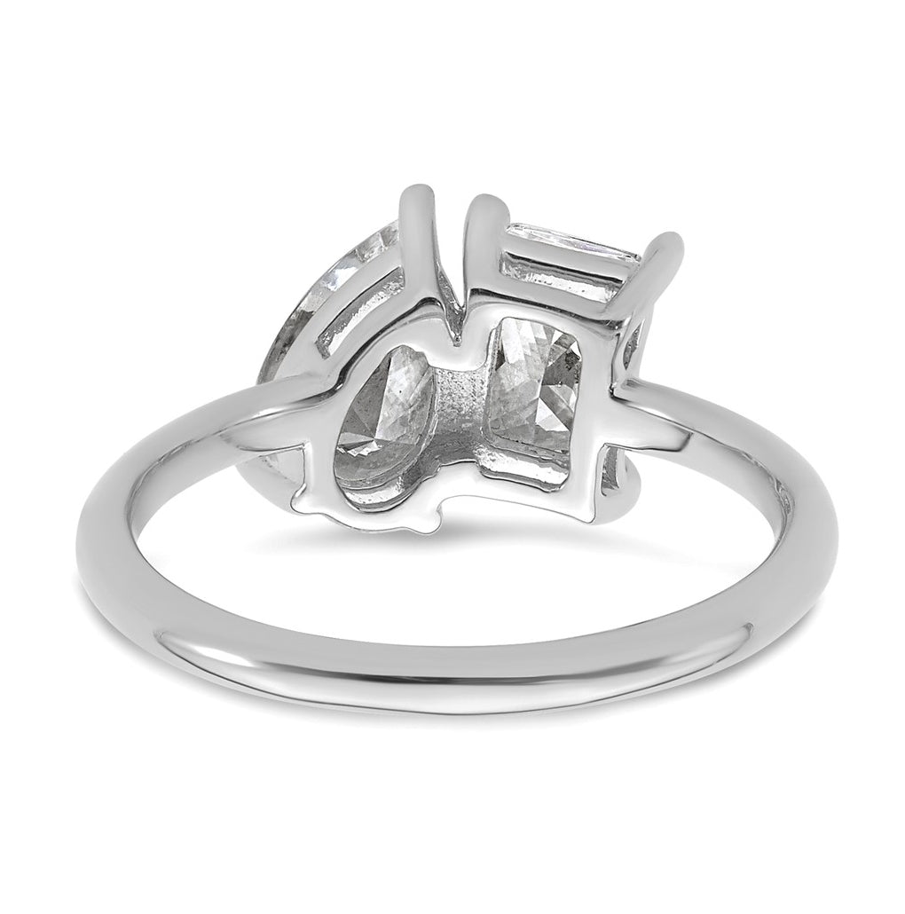 14k White Gold Lab Grown Diamond VS+ F+ Pear/Radiant Two-stone Complete Ring