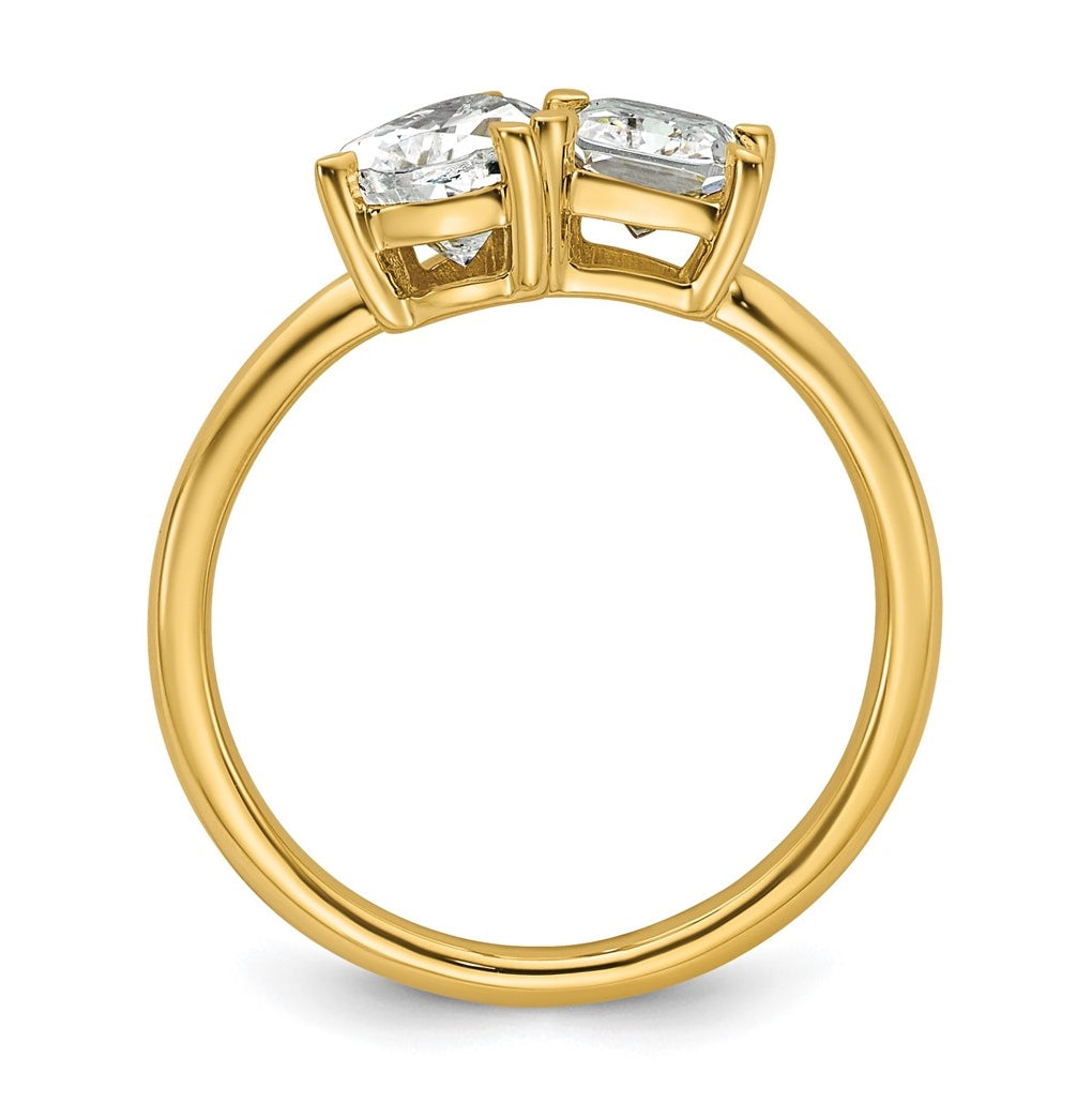 14k Yellow Gold Lab Grown Diamond VS+ F+ Pear/Radiant Two-stone Complete Ring