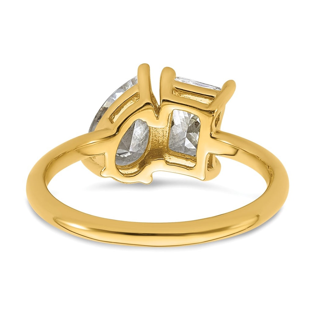 14k Yellow Gold Lab Grown Diamond VS+ F+ Pear/Radiant Two-stone Complete Ring