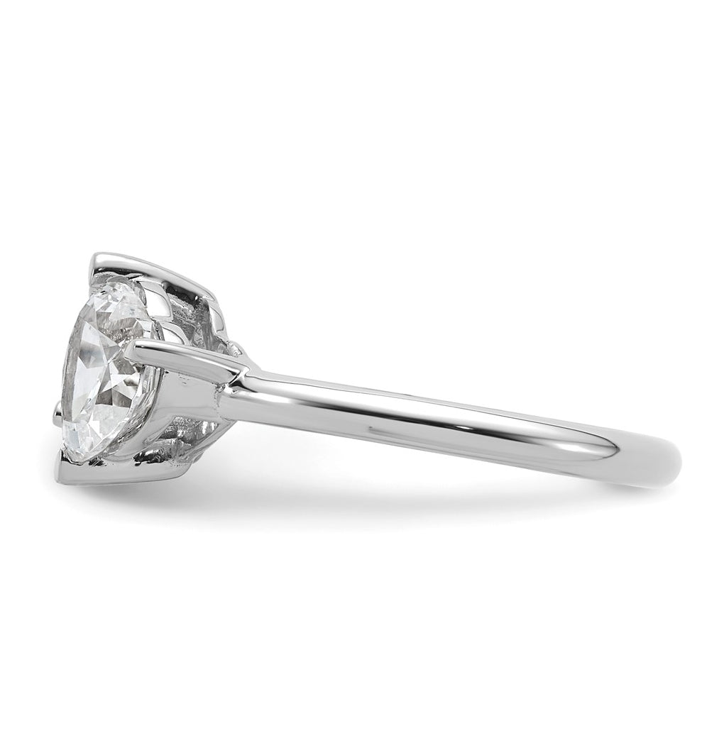 14k White Gold 2 1/8 carat Lab Grown Diamond VS+ F+ Round and Heart Complete Asymmetrical Two Stone Engagement Ring