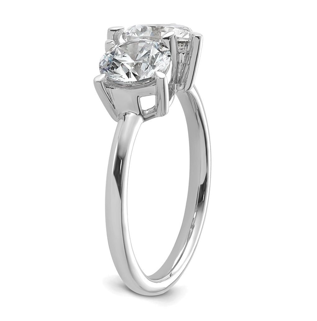 14k White Gold 2 1/8 carat Lab Grown Diamond VS+ F+ Round and Heart Complete Asymmetrical Two Stone Engagement Ring