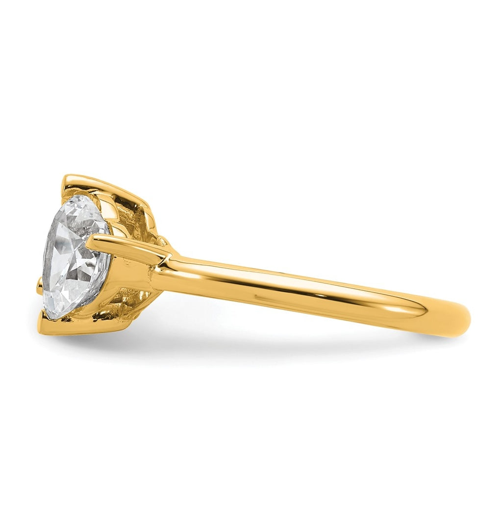 14k Yellow Gold 2 1/8 carat Lab Grown Diamond VS+ F+ Round and Heart Complete Asymmetrical Two Stone Engagement Ring