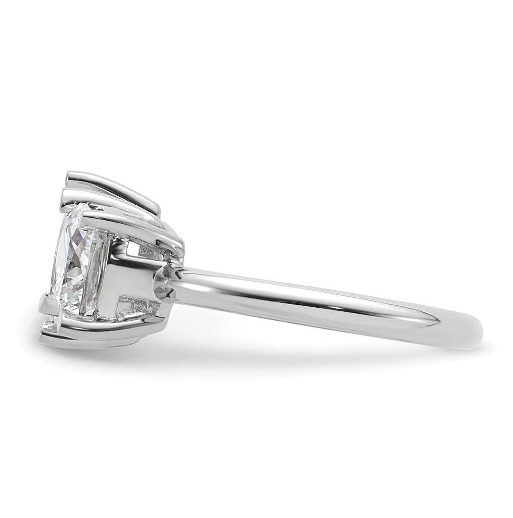 14k White Gold 2 carat Lab Grown Diamond VS+ F+ Cushion and Pear Complete Asymmetrical Two Stone Engagement Ring