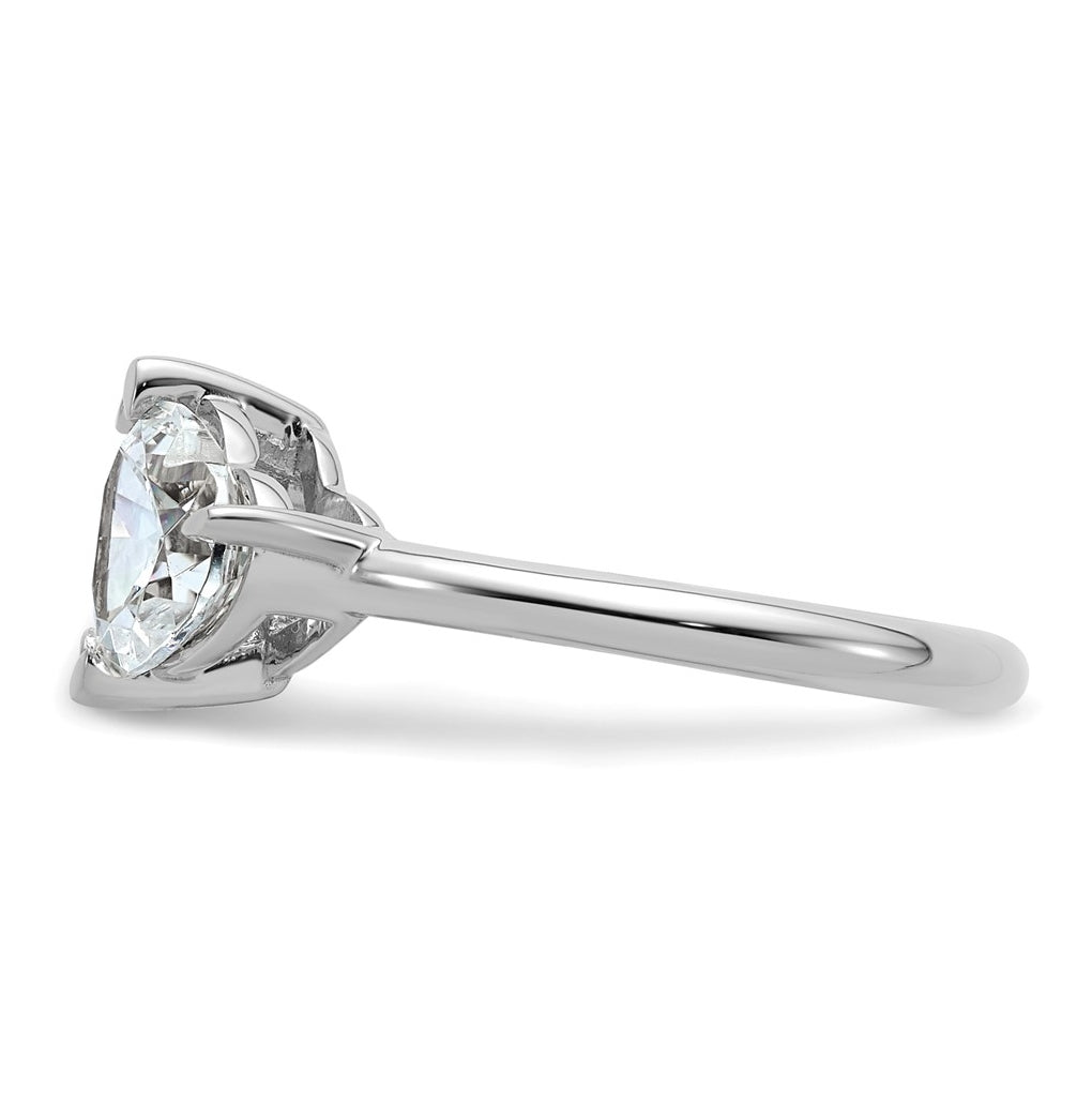 14k White Gold 2 1/8 carat Lab Grown Diamond VS+ F+ Princess and Heart Complete Asymmetrical Two Stone Engagement Ring