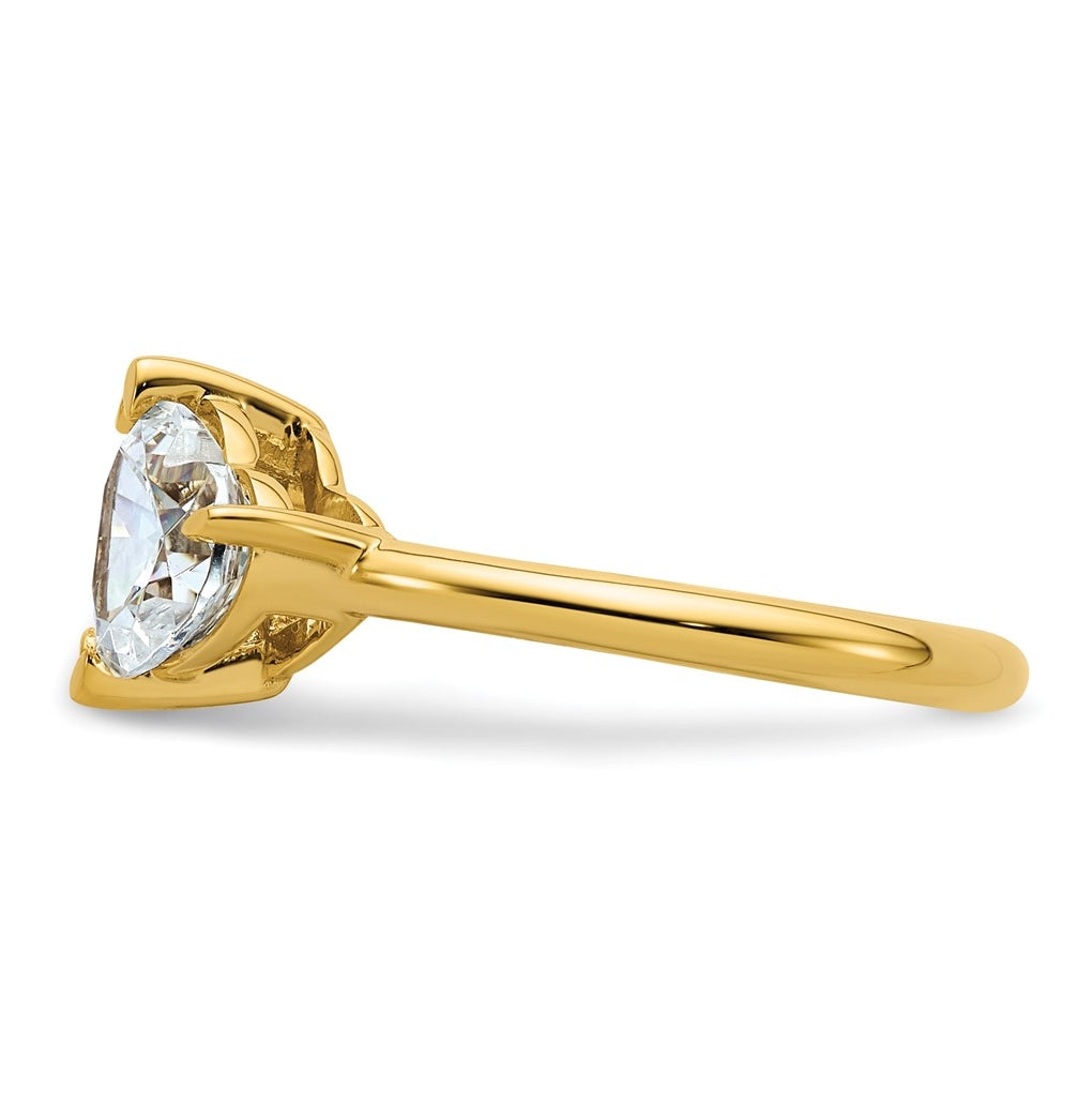 14k Yellow Gold 2 1/8 carat Lab Grown Diamond VS+ F+ Princess and Heart Complete Asymmetrical Two Stone Engagement Ring