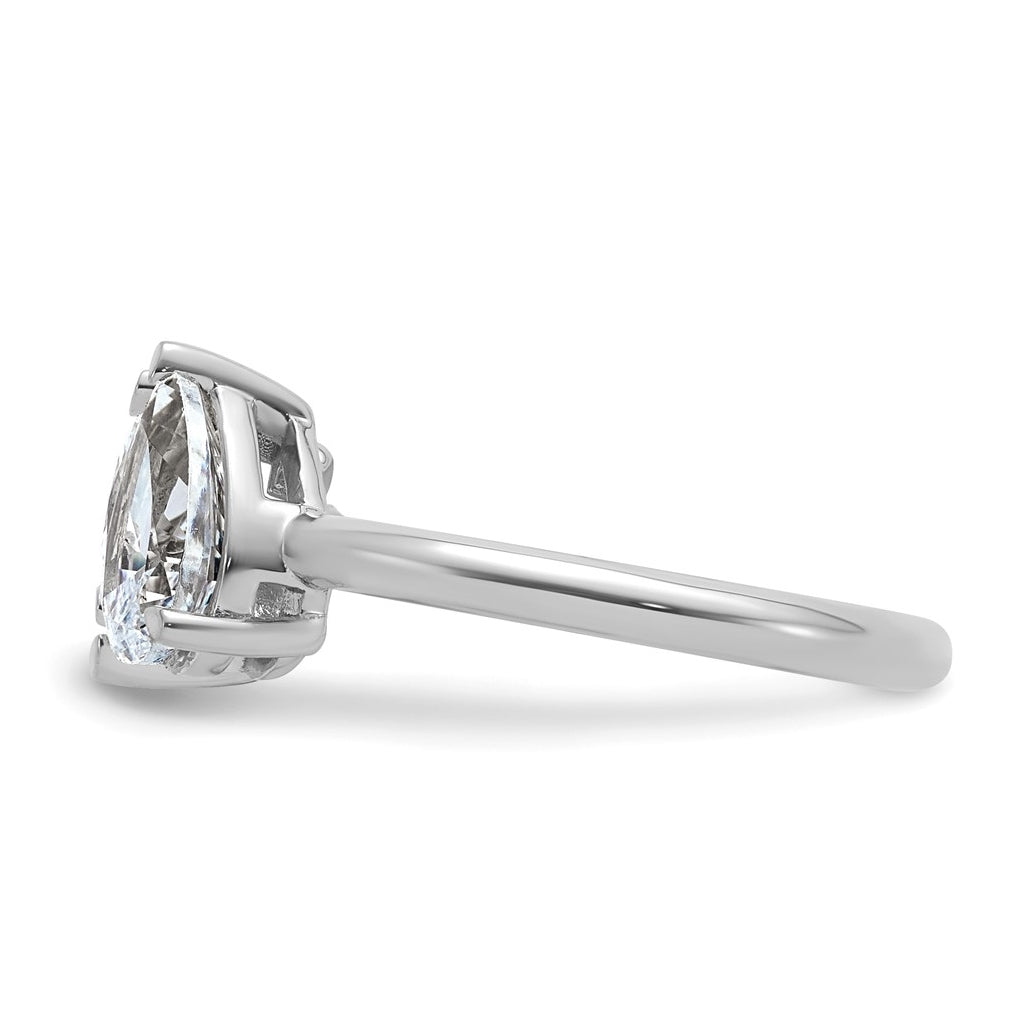 14k White Gold 2 carat Lab Grown Diamond VS+ F+ Princess and Pear Complete Asymmetrical Two Stone Engagement Ring