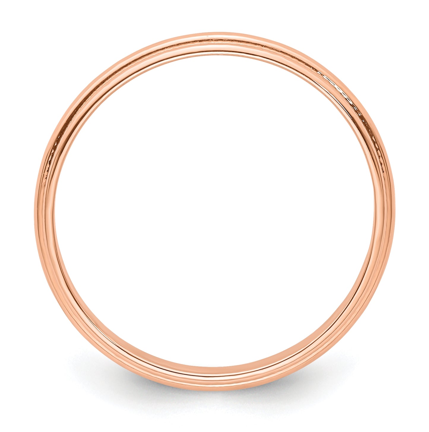 14k Rose Gold 3mm Lightweight Milgrain Half Round Wedding Band Size 4.5