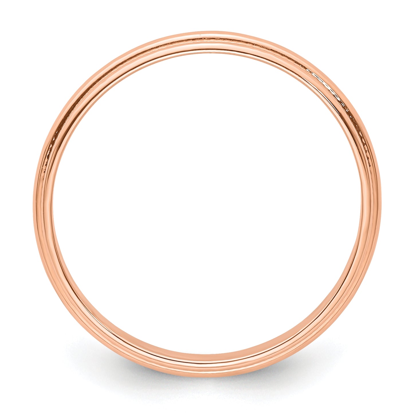 14k Yellow Or White Or Rose Gold Lightweight Milgrain Half Round Wedding Band