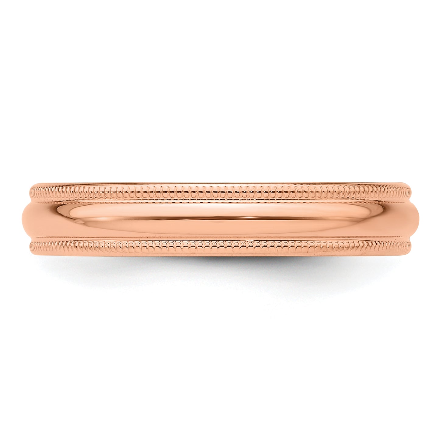 14k Rose Gold 4mm Lightweight Milgrain Half Round Wedding Band Size 5.5