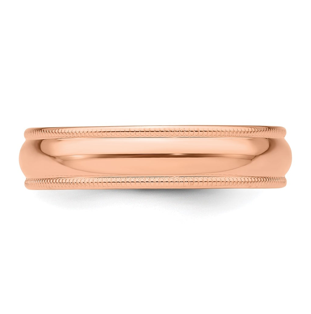 14k Yellow Or White Or Rose Gold Lightweight Milgrain Half Round Wedding Band
