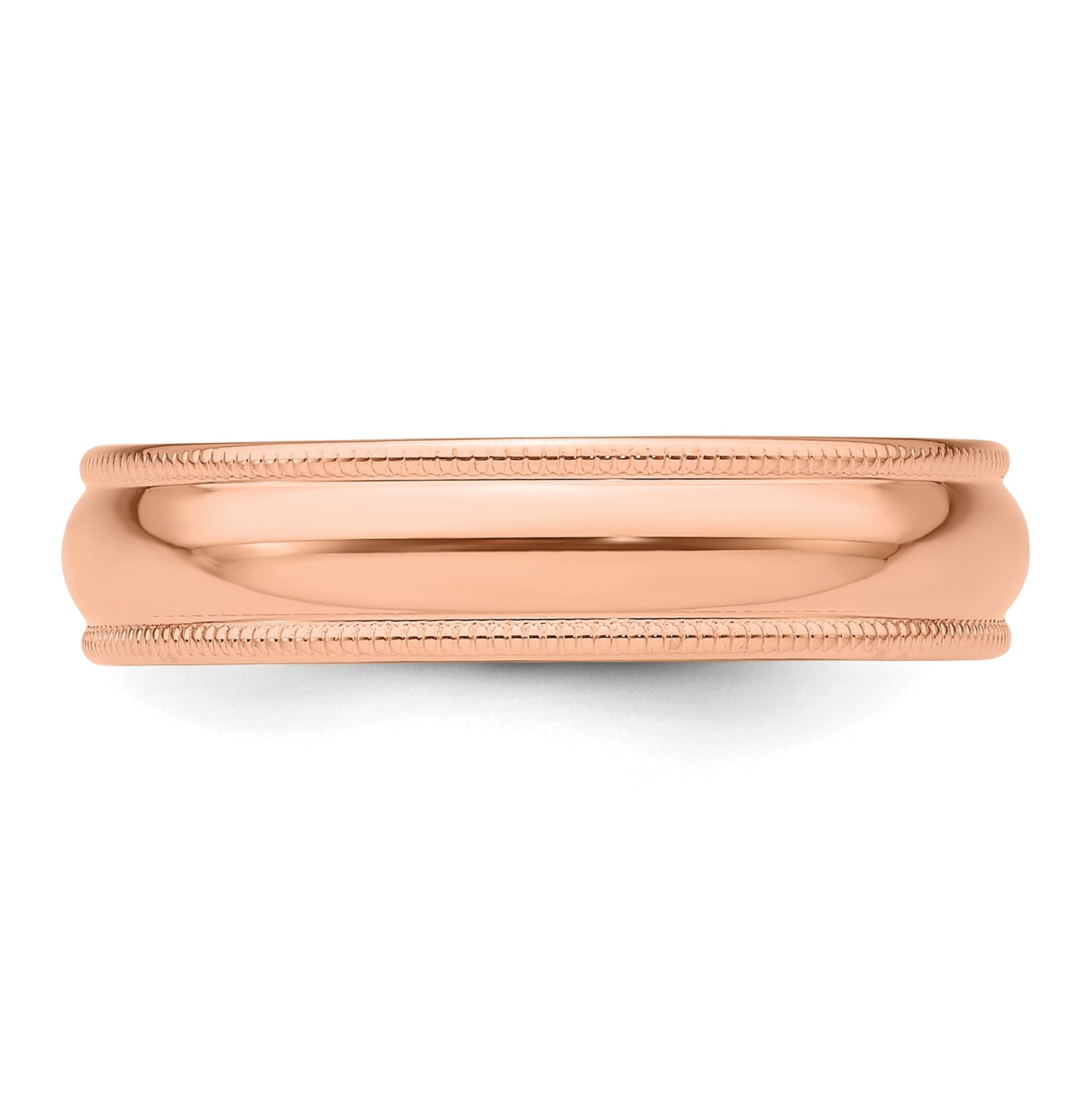 14k Rose Gold 5mm Lightweight Milgrain Half Round Wedding Band Size 5.5