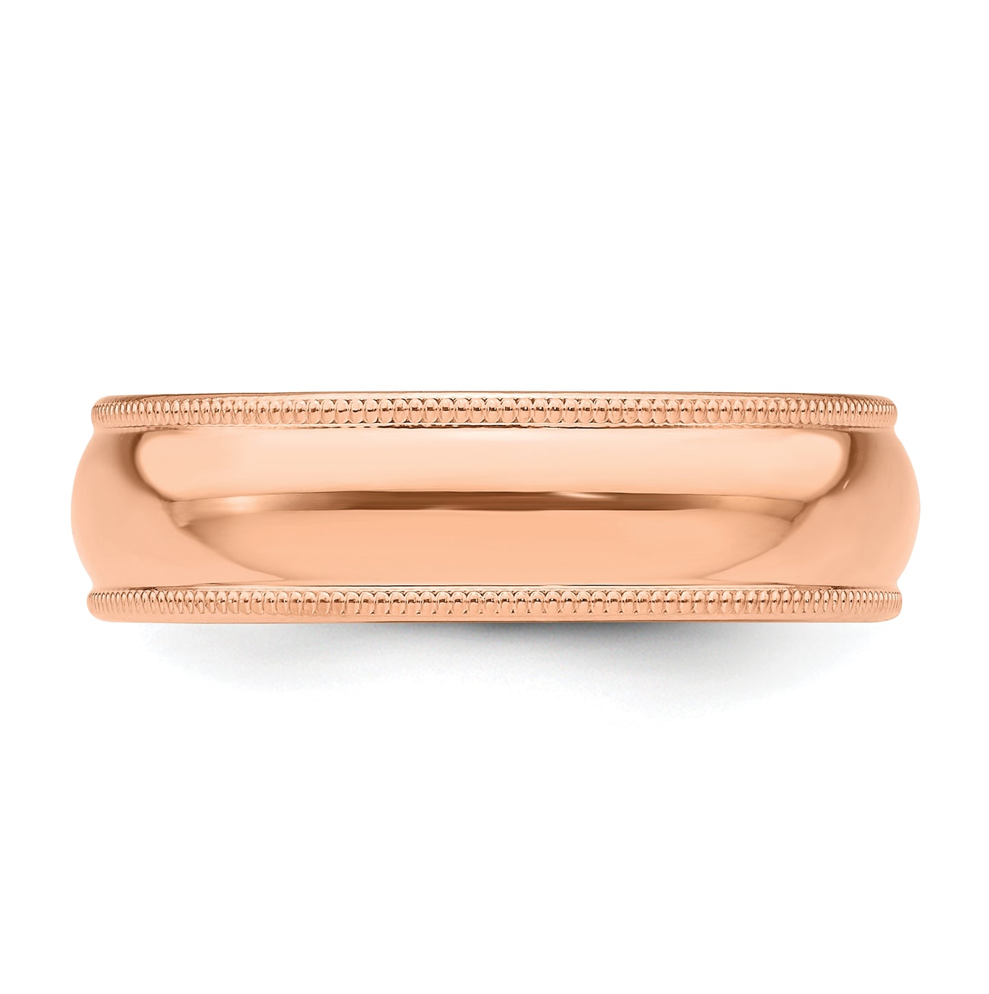 14k Rose Gold 6mm Lightweight Milgrain Half Round Wedding Band Size 5