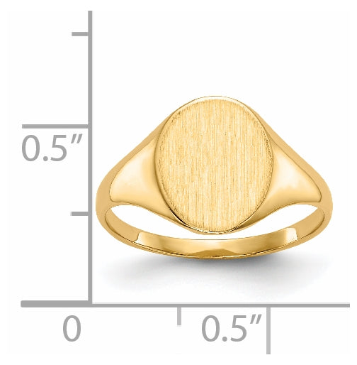 14K Yellow Gold 11.0x9.5mm Closed Back Signet Ring