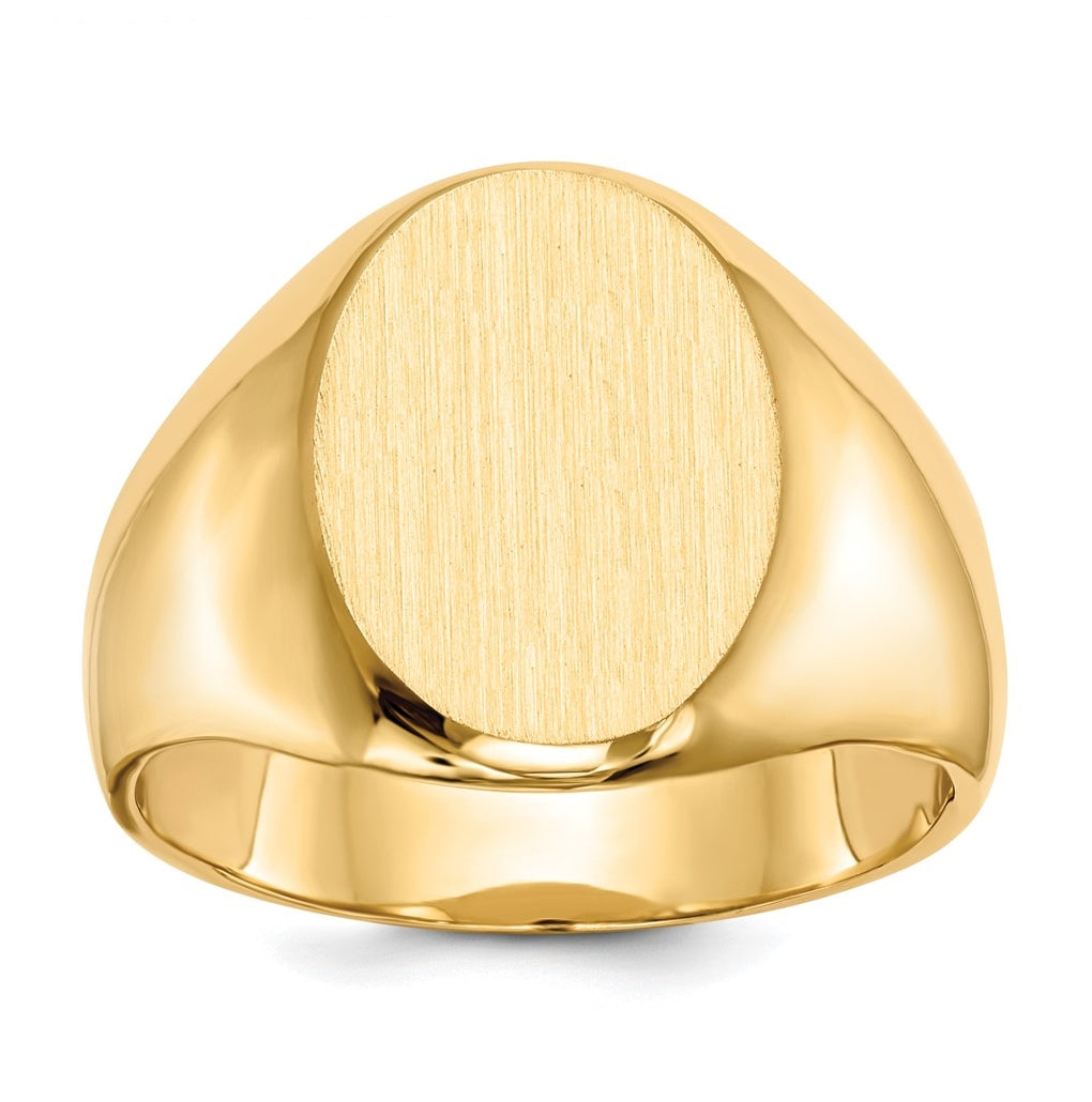 10K Yellow Gold 16.0x11.5mm Closed Back Men's Signet Ring