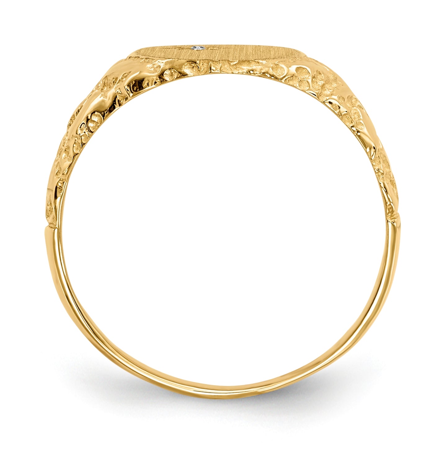 10K Yellow Gold 11.0x9.0mm Closed Back AA Diamond Signet Ring