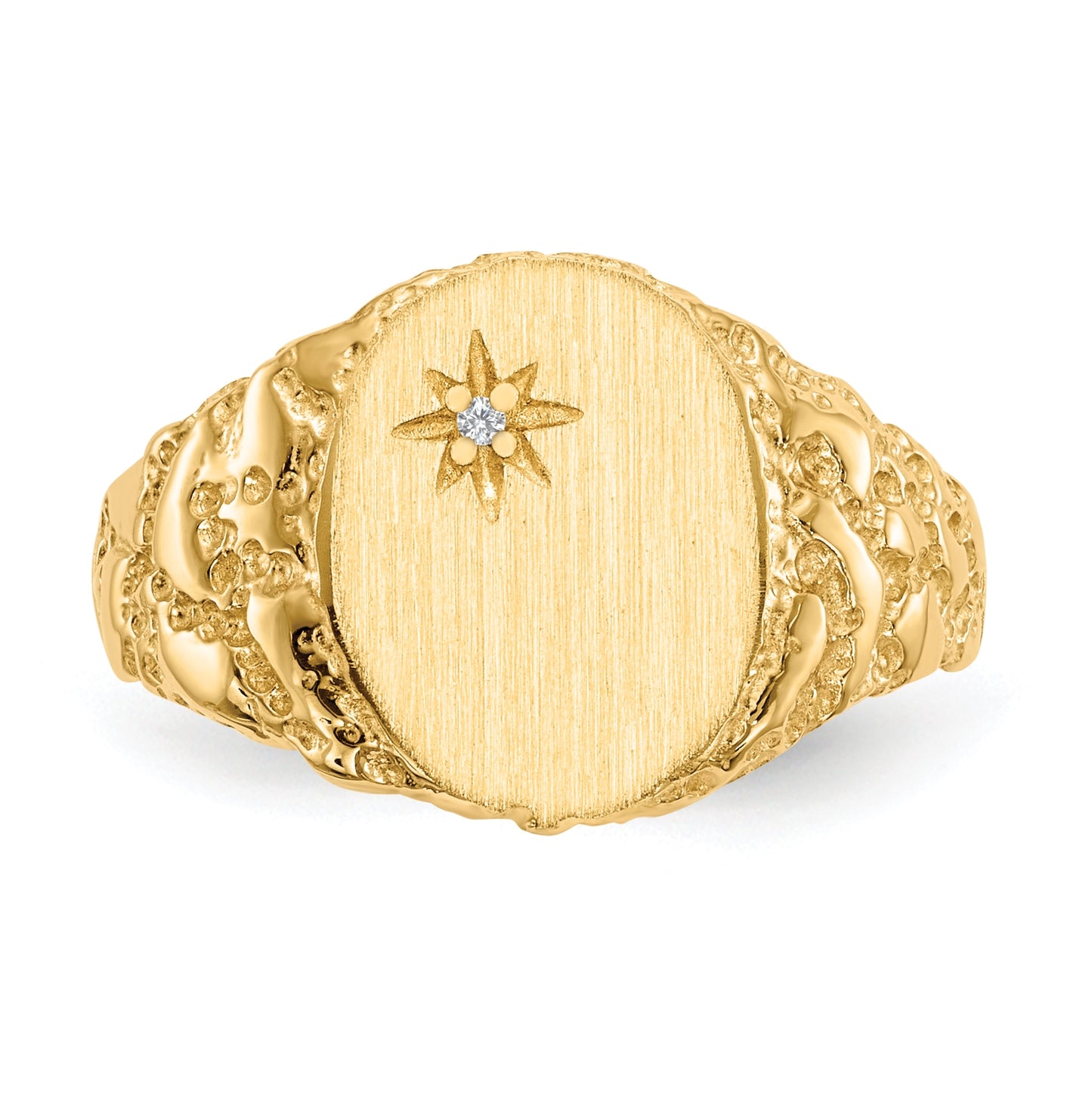 10K Yellow Gold 11.0x9.0mm Closed Back AA Diamond Signet Ring