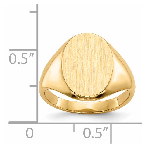 14K Yellow Gold 9.5x12.5mm Closed Back Signet Ring