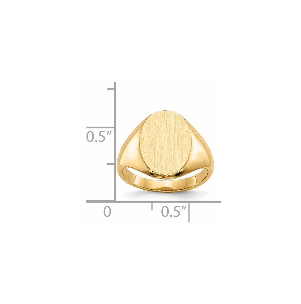 14k Yellow Gold 9.5x12.5mm Closed Back Signet Ring