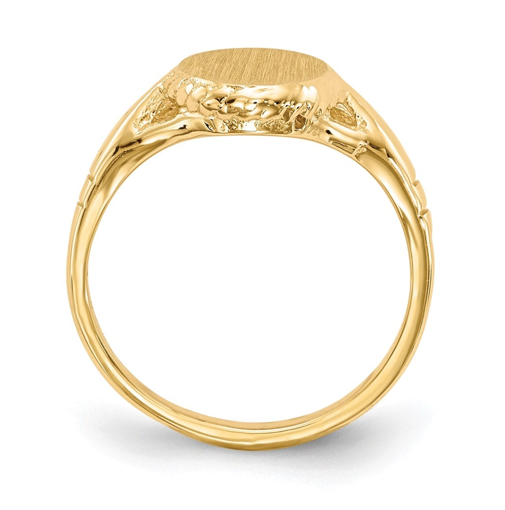 14k Yellow Gold 8.5x6.5mm Open Back Child's Signet Ring