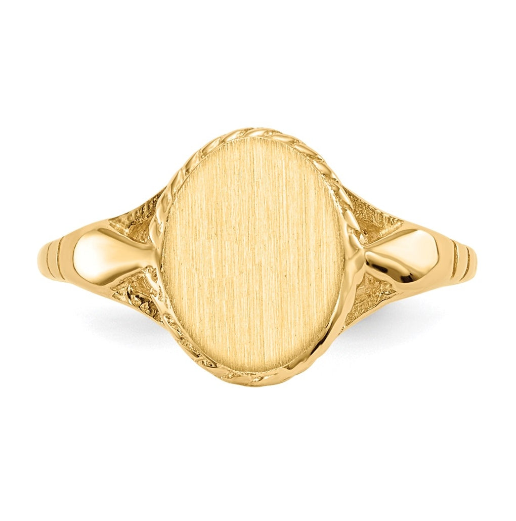 14k Yellow Gold 8.5x6.5mm Open Back Child's Signet Ring
