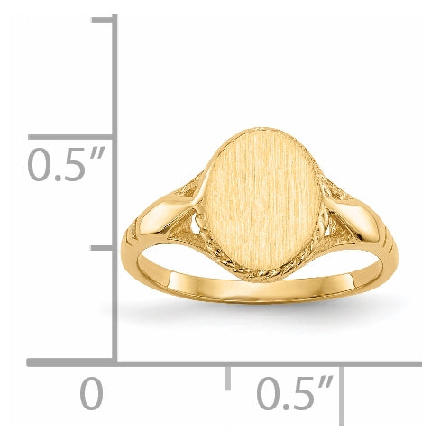 14K Yellow Gold 8.5x6.5mm Open Back Child's Signet Ring