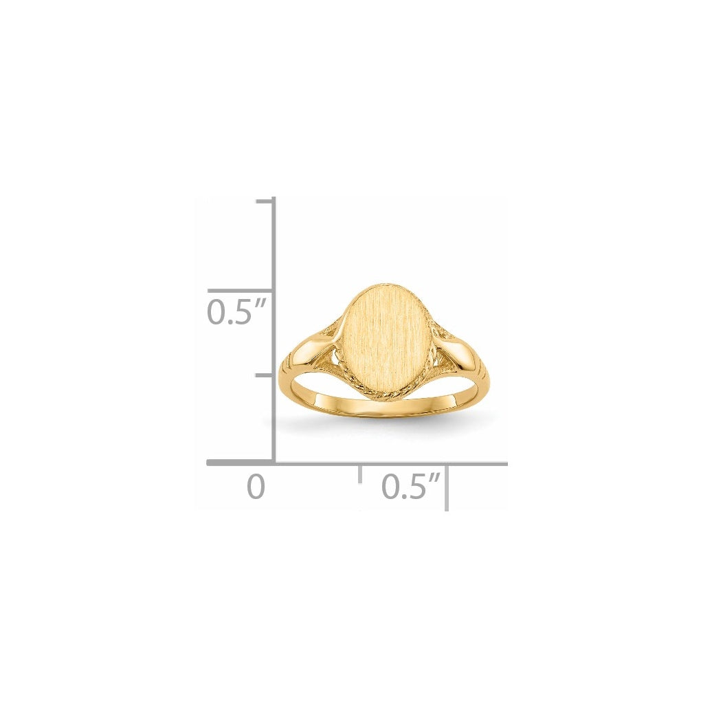 14k Yellow Gold 8.5x6.5mm Open Back Child's Signet Ring