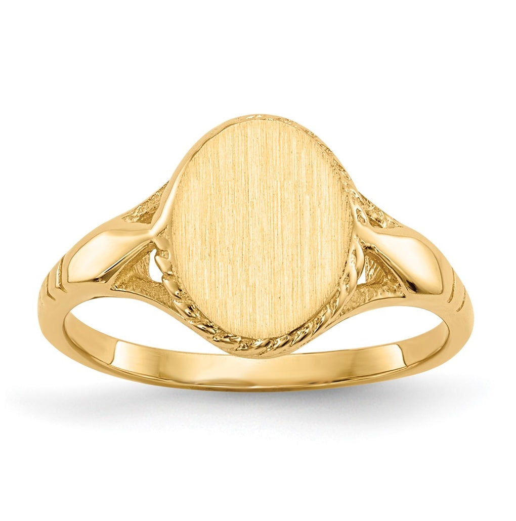 14K Yellow Gold 8.5x6.5mm Open Back Child's Signet Ring
