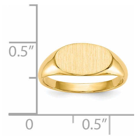 14K Yellow Gold 11.0x6.5mm Closed Back Children's Signet Ring