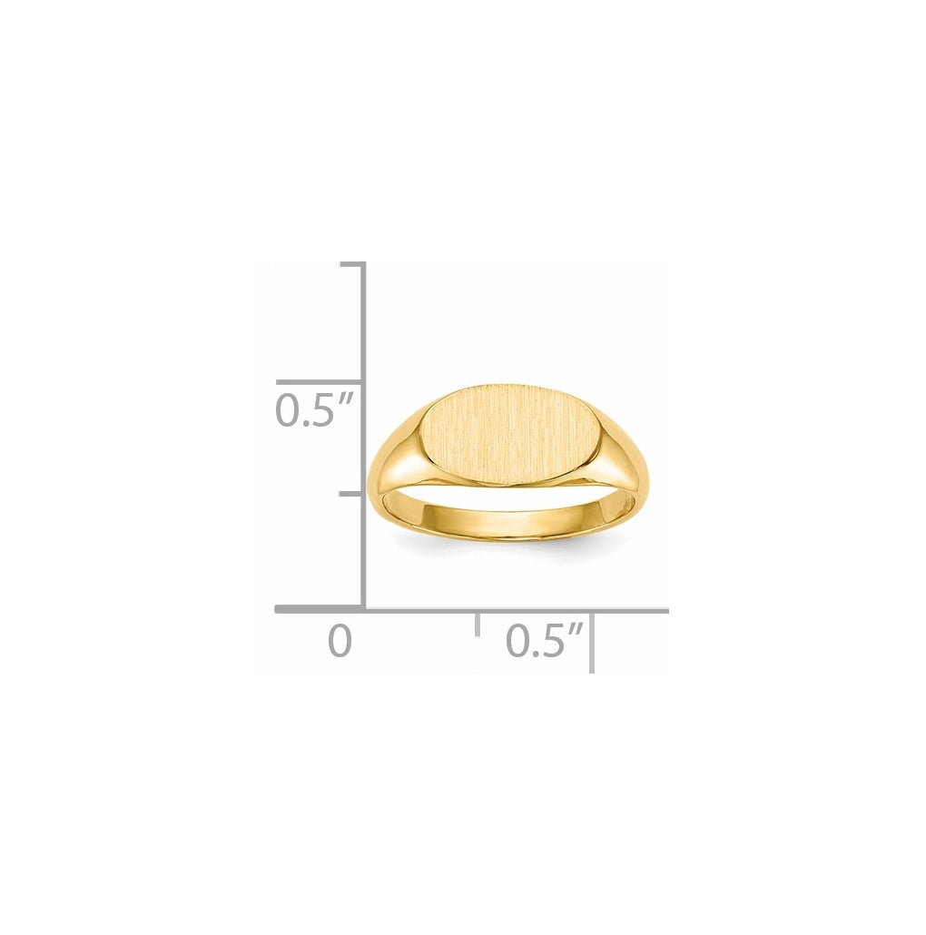 14k Yellow Gold 11.0x6.5mm Closed Back Children's Signet Ring