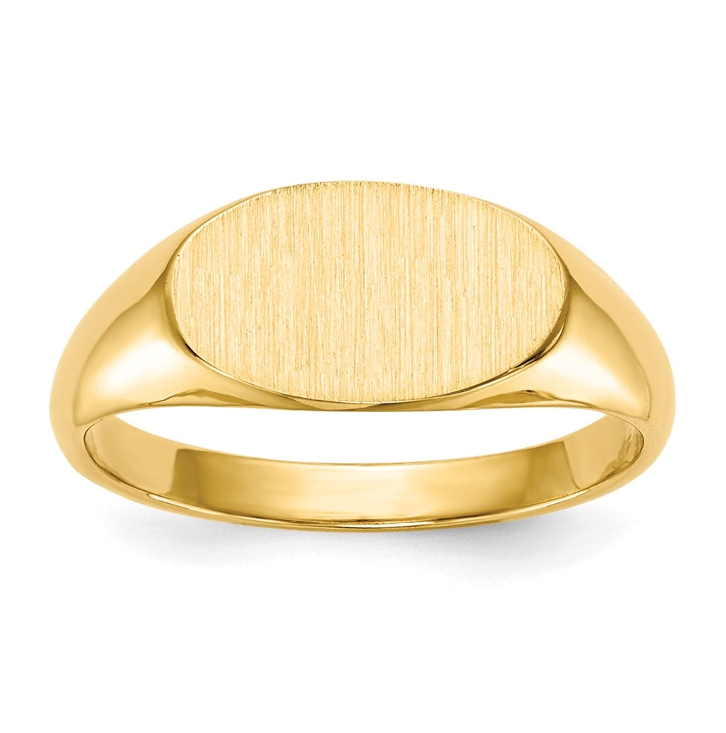 14K Yellow Gold 11.0x6.5mm Closed Back Children's Signet Ring