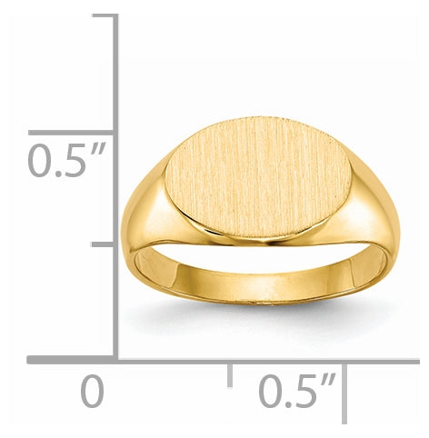 14K Yellow Gold 11.0x7.5mm Closed Back Child's Signet Ring