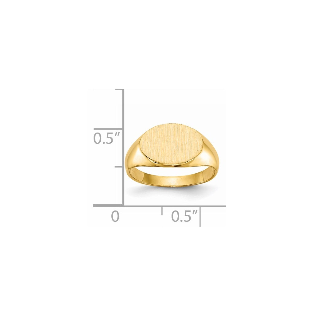 14k Yellow Gold 11.0x7.5mm Closed Back Child's Signet Ring