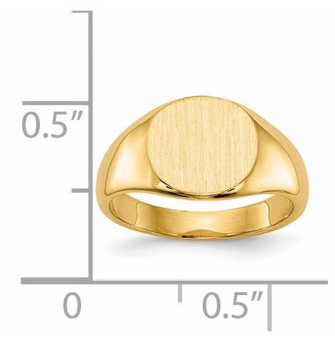 14K Yellow Gold 8.5x8.5mm Closed Back Child's Signet Ring