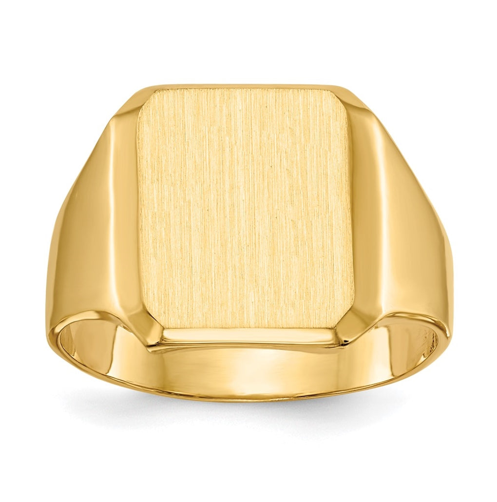 10K Yellow Gold 15.0x12.5mm Closed Back Men's Signet Ring