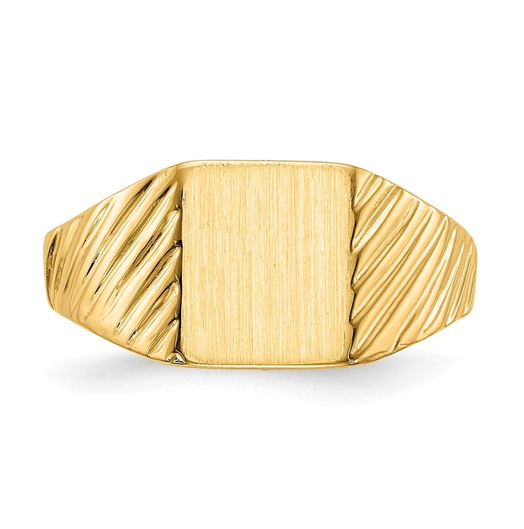 14k Yellow Gold 8.0x6.5mm Open Back Child's Signet Ring