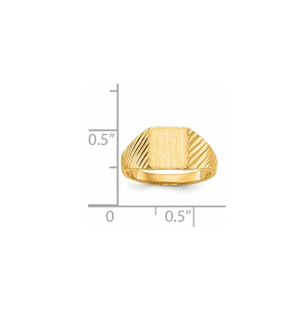 14k Yellow Gold 8.0x6.5mm Open Back Child's Signet Ring