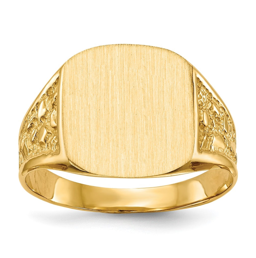 10K Yellow Gold 14.0x12.5mm Closed Back Men's Signet Ring