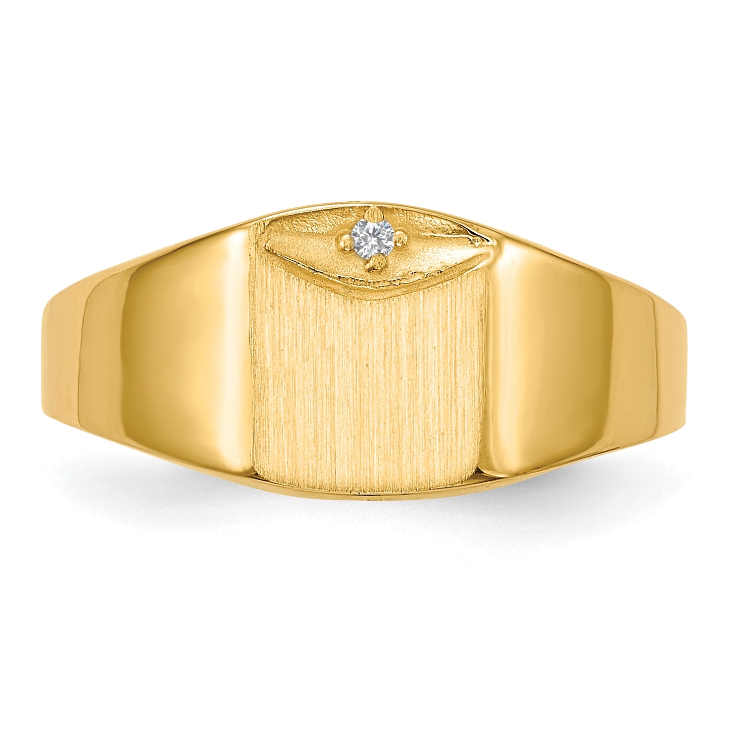 10K Yellow Gold 8.0x7.0mm Closed Back AA Diamond Signet Ring