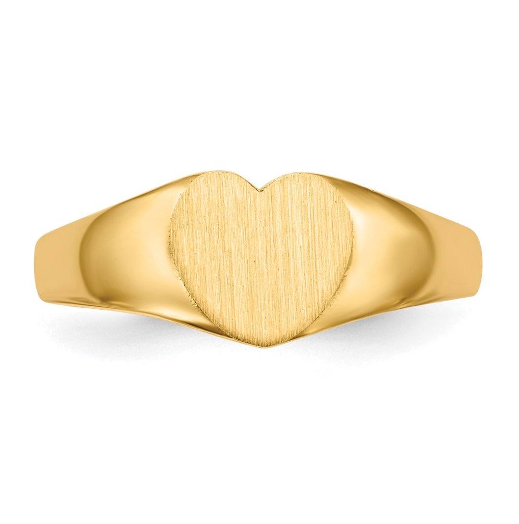14k Yellow Gold 8.0x6.5mm Closed Back Heart Signet Ring