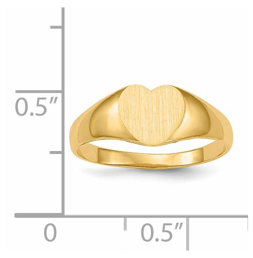 14K Yellow Gold 6.5x8.0mm Closed Back Heart Signet Ring