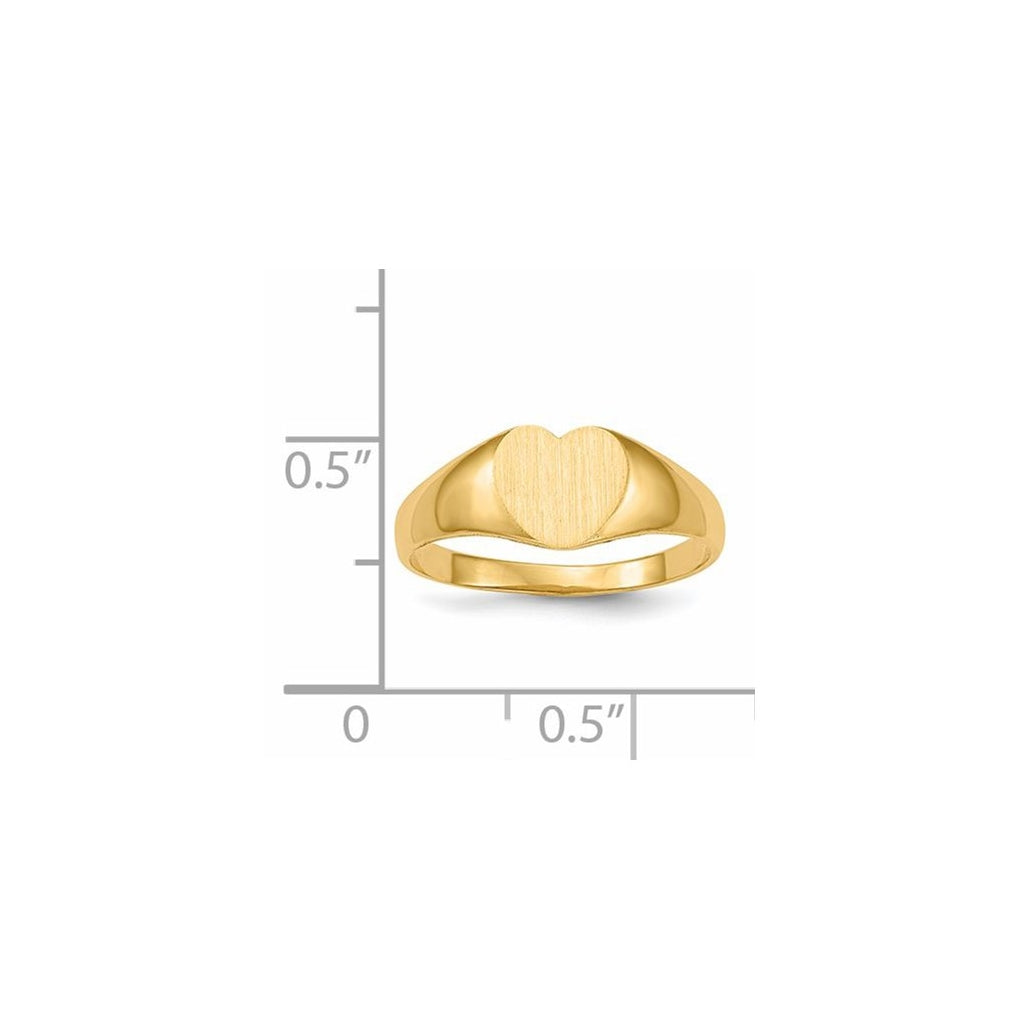 14k Yellow Gold 8.0x6.5mm Closed Back Heart Signet Ring