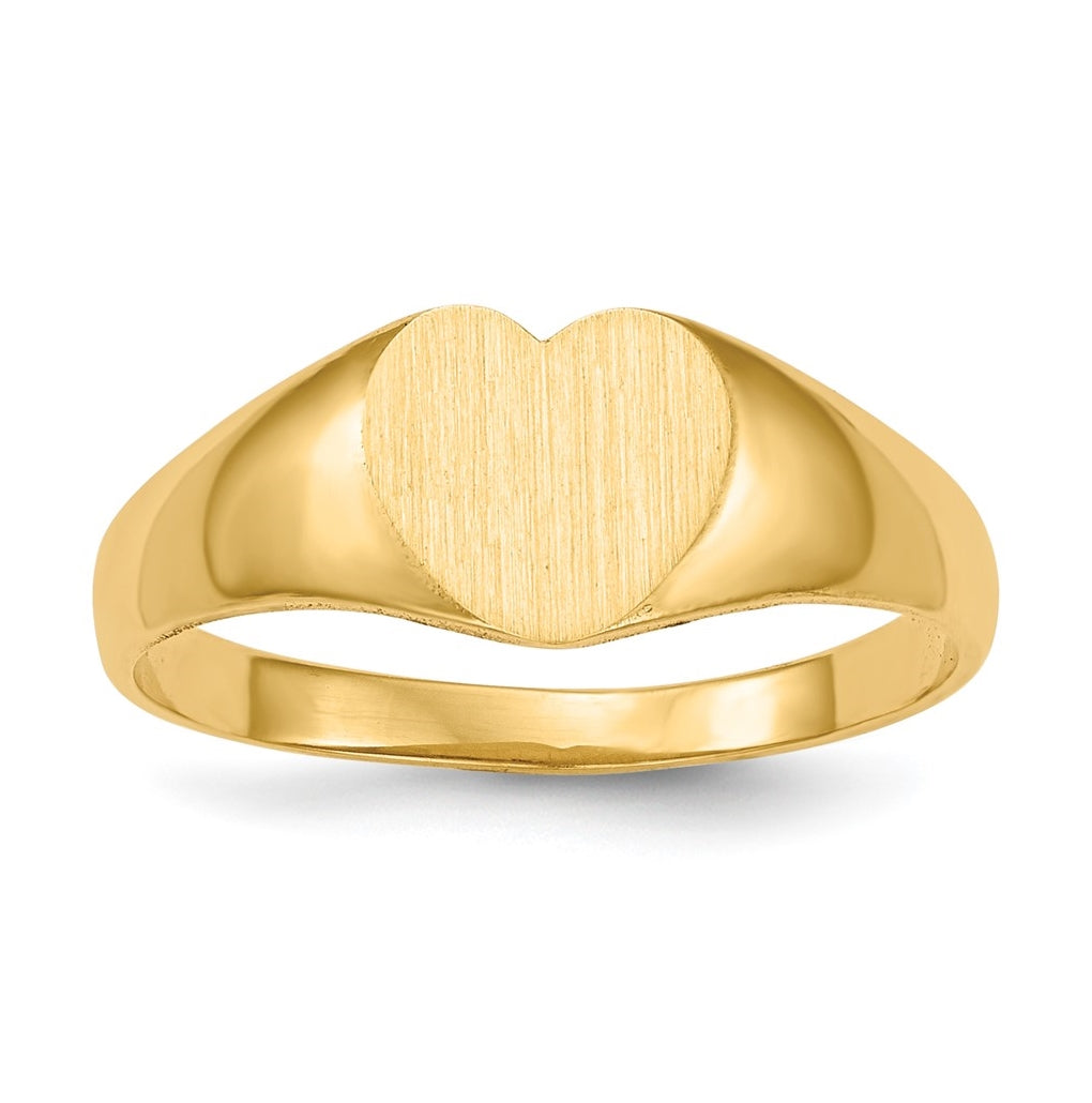14K Yellow Gold 6.5x8.0mm Closed Back Heart Signet Ring