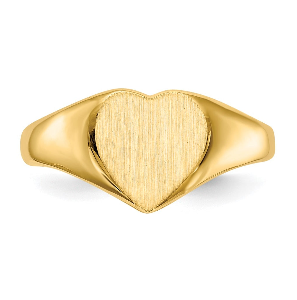 14k Yellow Gold 9.0x9.0mm Closed Back Heart Signet Ring